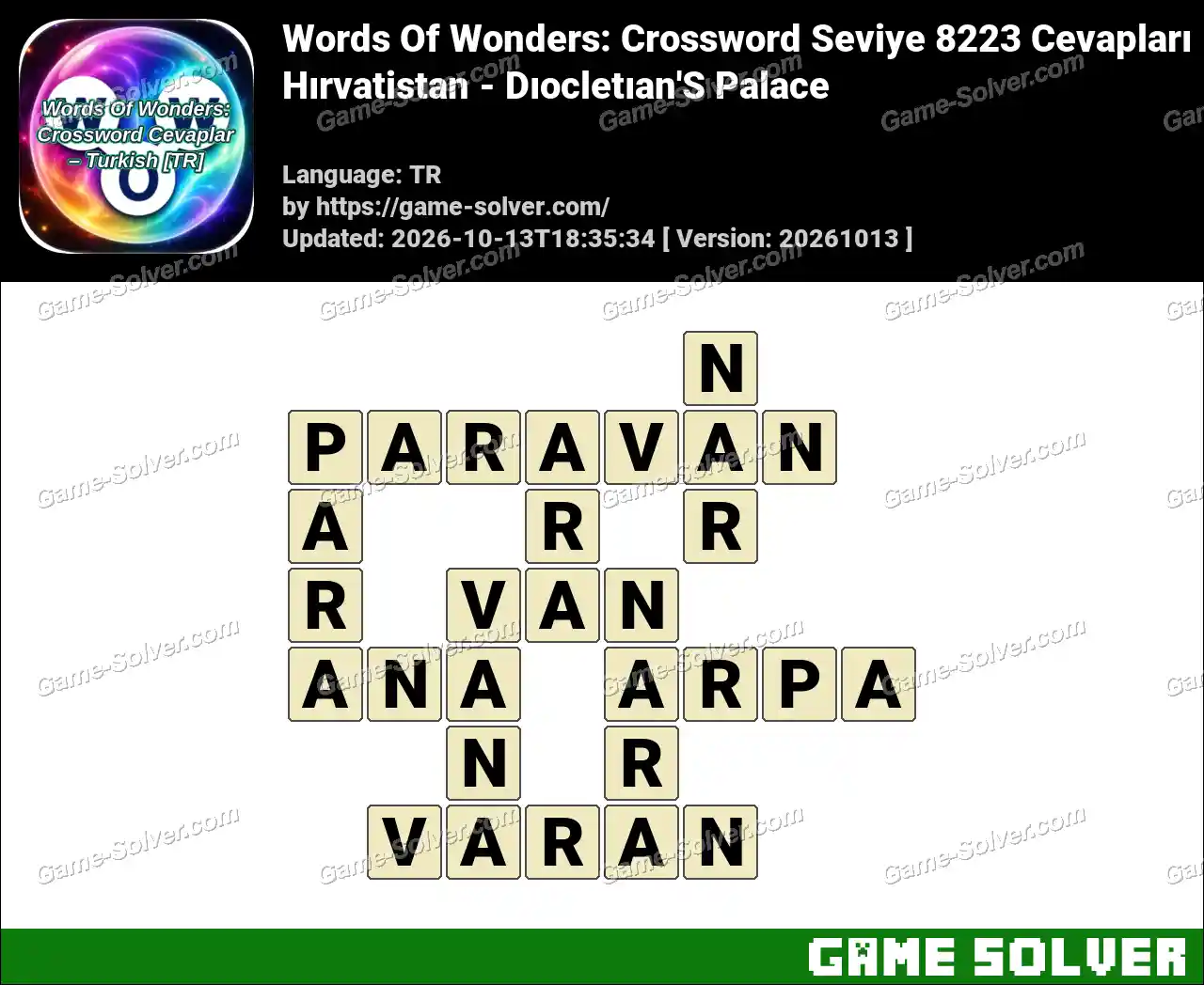 Words Of Wonders: Crossword Seviye 8223 Cevapları – Hırvatistan – Dıocletıan’S Palace